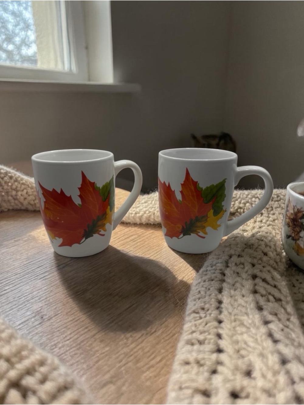 Set of 2 Royal Norfolk Fall Leaf Mugs‎ NEW